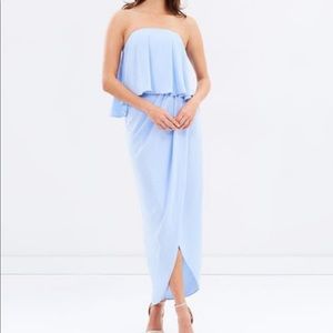 Shana Joy 
Strapless Frill Drape Maxi Dress